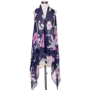 Code22 Big Flower Pattern Beach Vacation Cover Up